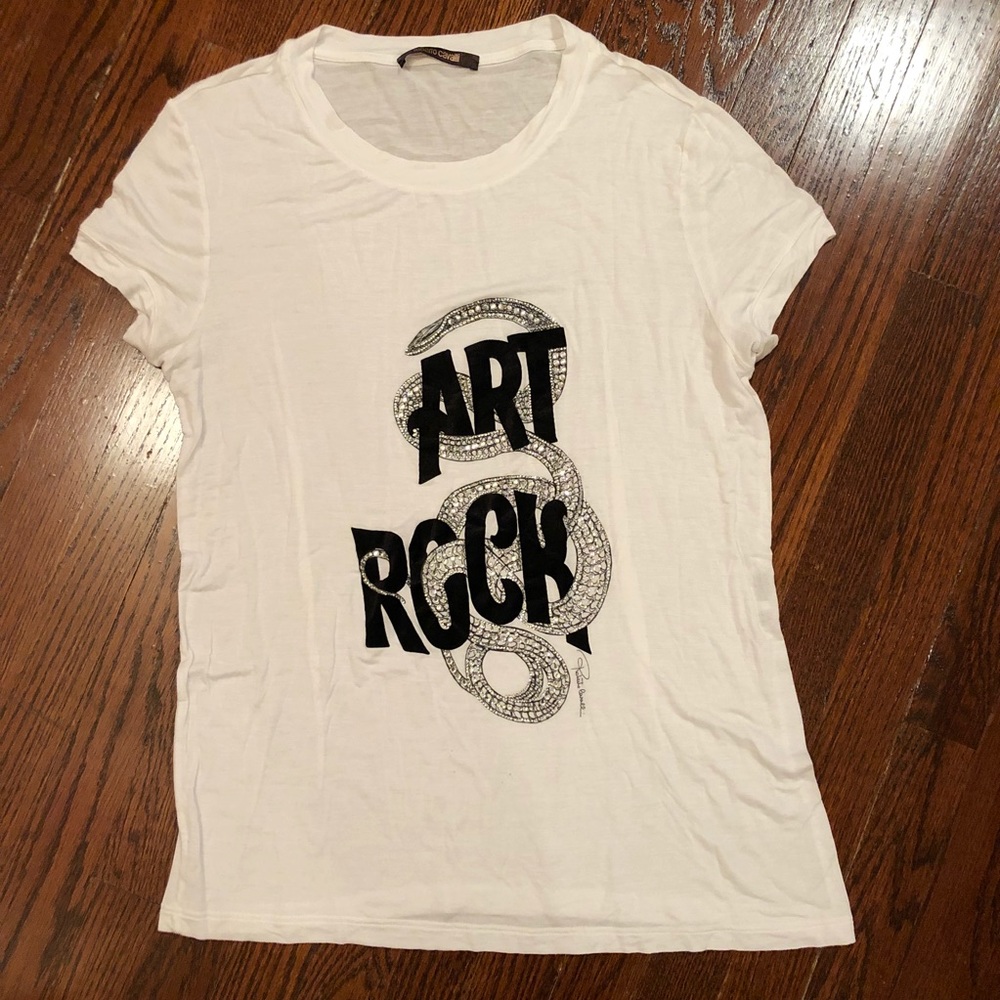 Roberto Cavalli Art Rock Embellished Snake T Shirt